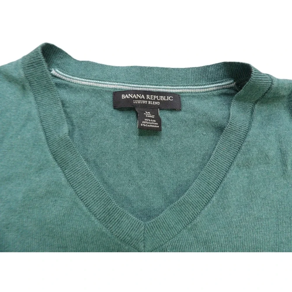 Banana Republic Luxury Blend V-Neck Sweater Silk Blend Men Medium Knitwear Teal